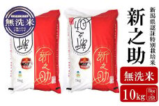 【令和6年産米】新之助 無洗米 10kg（5kg×2袋）新潟県認証特別栽培米 お米 新潟県産 アグリーホンマ[Y0369]