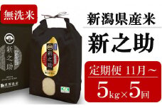 新米先行予約【5ヶ月定期便・11月～発送】新之助 無洗米 5kg×5回 （計 25kg）重ちゃんが愛情込めて作ったお米 令和7年産 [Y0082]