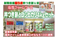 杵つき餅2種と特別栽培米コシヒカリ(4kg)セット  2kg 4kg  ふるさと直送 産地直送 餅 おもち おこめ こめ 米 セット 詰め合わせ 特別栽培米 コシヒカリ 新潟県 新潟産  C45_02