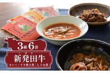 新発田牛 カレー すき焼き煮 しぐれ煮 3種 各2袋 計6袋 パック 詰合せ セット 年内配送 ｜ 肉 牛肉 牛 新発田牛 レトルトカレー すき焼き しぐれ煮 にいがた和牛 ブランド牛 簡単 簡単調理 個包装 セット 贈答 マルコ岩村 新潟県 新発田市