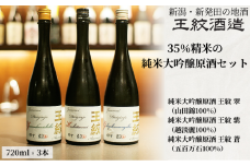 王紋酒造 3種の酒米飲み比べ 純米大吟醸原酒セット 720ml×3本 飲み比べセット ｜ 日本酒  酒 お酒 地酒 食中酒 ペアリング ギフト プレゼント 新潟県 新発田市 aumont011_01