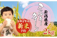 【先行予約】 令和7年産 ミルキークイーン 2kg 新米 コシヒカリ こしひかり より粘り強い 低アミロース米 白米 米 こめ ごはん おにぎり お弁当 農家直送 産地直送 ふるさと納税 姉﨑農園 新潟産 新潟県 新発田市 anezaki009