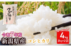 【2025年10月発送】 米 コシヒカリ 特別栽培米 計4kg 2kg × 2袋 令和7年産 7年産 新米 新潟県産 お米 白米 ご飯 精米 玄米 おにぎり 弁当 個包装 小分け プレゼント ギフト 贈答 のし 新潟県 新発田市 sasakikoki003_202510
