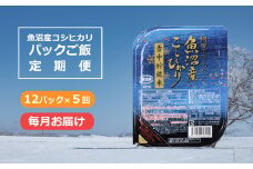 【定期便(毎月全5回)】 魚沼産コシヒカリ 雪中貯蔵米パックご飯 12個セット ごはんソムリエ監修 パック ご飯 ごはん レトルト 越後小千谷たかの 【0002-0211DB00-01】