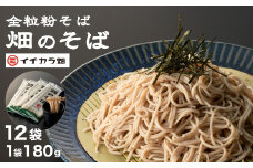 【安心の有機JAS認証】全粒粉そば乾麺 「畑のそば」180g×12個セット オーガニック 無農薬栽培 イチカラ畑 【0021-0001-01】