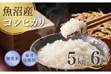 【先行予約】【6か月定期便(毎月全6回)】 令和7年産新米 魚沼産コシヒカリ 無洗米 5kg×全6回 雪室貯蔵 吉兆楽 【0038-0008DB00-01】