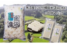 16P49 魚沼産コシヒカリ・棚田米3kg（精米）＋杵つき白餅2パック（約500g×2パック）（佐藤農場）