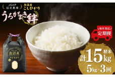 【JGAP認証農場】令和7年産 魚沼産コシヒカリ 定期便 計15kg（5kg×1袋×毎月全3回） うちがまき絆【0002-UK04DB00-01】