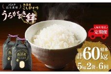 【JGAP認証農場】令和7年産 魚沼産コシヒカリ 定期便 計60kg（5kg×2袋×毎月全6回） うちがまき絆【0002-UK07DB00-01】