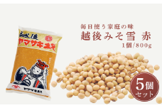 越後みそ雪（赤）800g×5個 山崎醸造 | ヤマサキ 味噌 みそ 越後みそ 調味料 発酵食品 国産 贈り物 プレゼント ギフト 人気 おすすめ お取り寄せ 新潟県 小千谷市【0002-0358-01】