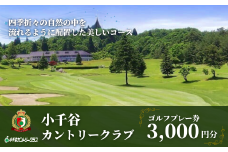 【小千谷カントリークラブ】ゴルフプレー券3,000円(1,000円×3枚) 緑豊かな風景を楽しみながらプレー 小千谷綜合開発 【0044-0001-01】