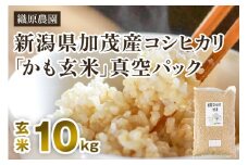【令和7年産米】新潟産コシヒカリ「かも米」玄米10kg （5kg×2袋）真空パック 【無農薬・無化学肥料】 従来品種コシヒカリ 加茂市 織原農園