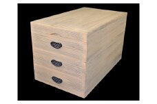 総桐衣装箱三段 伝統的で丈夫な桐の衣装箱 《外寸：幅770mm x 奥行き440mm x 高さ450mm》着物収納 伝統技術 加茂市 ワンアジア