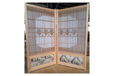 金襴西陣屏風「桜2」《サイズ（片面）：約H800mm×W410mm 》金襴西陣織と組子細工の和のコラボレーション屏風 職人技 加茂市 高井建具