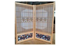 金襴西陣屏風「ウメ」サイズ《（片面）：約H800mm×W410mm》金襴西陣織と組子細工の和のコラボレーション屏風 職人技 加茂市 高井建具