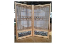 金襴西陣屏風「銀桜」《サイズ（片面）：約H800mm×W410mm》金襴西陣織と組子細工の和のコラボレーション屏風 職人技 加茂市 高井建具