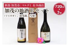 加茂の地酒Bセット（マスカガミ、加茂錦、雪椿）720ml×3本 萬寿鏡 加茂錦 雪椿 各蔵元の人気銘柄を飲み比べ 純米吟醸酒 贈答 加茂市 マルダイ有本