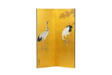 真鍮箔金屏風「金彩大鶴」（四尺二曲）《 W42×D1.5×H112（cm）》豪華な金地に縁起の良い「大鶴」を描いた一品 大湊文吉商店 新潟県加茂市