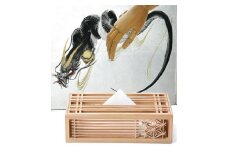 秋田杉組子ティッシュBOX 「麻の葉」 《W270×H100×D142（mm）》 「組子細工」で作ったティッシュBOX ティッシュケース 大湊文吉商店 新潟県加茂市