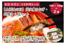 【2025年 土用丑の日 7月19日までにお届け】炭火焼うなぎ・長焼き2尾セット 《1尾あたり25cm、150～180g×2尾、たれ18g×2個、山椒2袋付き》 老舗料亭の味 炭火焼き 国産 うなぎ ウナギ 鰻  蒲焼 土用丑の日 ギフト 贈答 加茂市 日本料理きふね 蒲焼