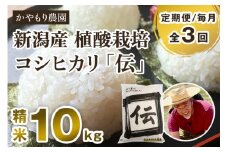 【定期便3回毎月お届け】新潟産コシヒカリ「伝」白米真空パック 精米10kg（5kg×2）南麻布の高級料亭で提供される極上米 かやもり農園 定期便