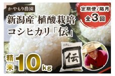【定期便3回隔月お届け】新潟産コシヒカリ「伝」 真空パック 精米 10kg（5kg×2）南麻布の高級料亭で提供される極上米 かやもり農園 新潟県 加茂市産 白米 米 お米 定期便