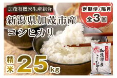 【令和7年産新米先行予約】【定期便3回隔月お届け】新潟県加茂市産コシヒカリ 精米25kg（5kg×5）《10月中旬から順次出荷》白米 加茂有機米生産組合 定期便
