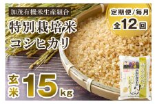 【令和6年産米】【定期便12ヶ月毎月お届け】特別栽培米 コシヒカリ 玄米 15kg（5kg×3）従来品種 従来コシヒカリ お米 米 加茂有機米生産組合 新潟県 加茂市産 定期便