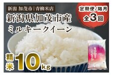 【令和6年産米】【定期便3回隔月お届け】新潟県央地区 ミルキークイーン 精米10kg（5kg×2）新潟米 新潟産 お米 白米 加茂市 青柳米店