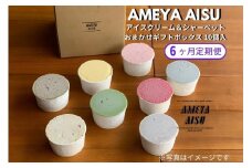 【定期便6ヶ月毎月お届け】AMEYA AISU アイスクリーム＆シャーベット 10個入 おまかせギフトボックス 北海道産あずき使用 食べ比べセット ギフトセット 贈答 アイスクリームセット シャーベット ジェラート 青木飴屋 アメヤアイス 加茂市 定期便