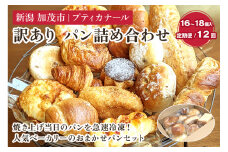 【定期便12ヶ月毎月お届け】 訳ありパン 詰め合わせ（冷凍） お試しパンセット【16～18個入り（2〜4人前）】ロスパン 食べ比べ  パン 焼きたて 国産小麦  菓子パン 惣菜パン 食事パン 朝食 加茂市 プティカナール