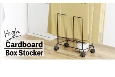 段ボール片づけラックハイ 【ブラック 】ダンボール ダンボール専用収納ラック 綺麗に立てて収納 移動が簡単なキャスター付 収納整理  21170(KDB-170) 加茂市 川口工器株式会社