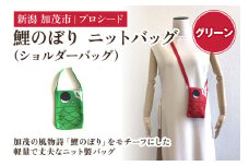 鯉のぼり ニットバッグ（ショルダーバッグ）【グリーン】《タテ16×ヨコ12×マチ1.5（cm）》 ニット バッグ 手提げ 手さげ 水洗い可能 丈夫で軽量なバッグ 加茂市 プロシード