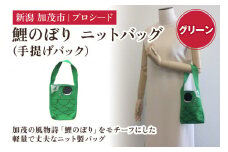 鯉のぼり ニットバッグ（手提げバック）【グリーン】《タテ20×ヨコ15×マチ3.5（cm） 》 ニット バッグ 手提げ 手さげ 水洗い可能 丈夫で軽量なバッグ 加茂市 プロシード