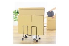 段ボール片づけラック 【ブラック】ダンボール ダンボール専用収納ラック 綺麗に立てて収納 移動が簡単なキャスター付 収納整理 21166(KDB-166)  加茂市 川口工器株式会社