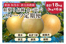 【2025年先行予約】【30セット限定】 旬の和梨 年6回定期便 和梨6品種食べ比べ （豊水・あきづき・新美月・新王・新高・新興） 各3kg 合計18kg《9月中旬から順次発送》 旬の和梨をお届け 頒布会 限定品 フルーツ定期便 加茂市 新太郎農園
