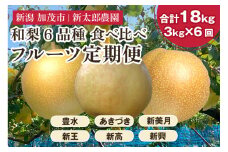 【2025年先行予約】【30セット限定】 旬の和梨 年6回定期便 和梨6品種食べ比べ （豊水・あきづき・新美月・新王・新高・新興） 各3kg 合計18kg《9月中旬から順次発送》 旬の和梨をお届け 頒布会 限定品 フルーツ定期便 加茂市 新太郎農園