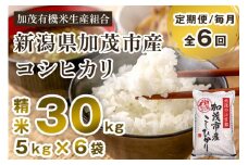 【令和7年産新米先行予約】【定期便6ヶ月毎月お届け】新潟県加茂市産コシヒカリ 精米30kg（5kg×6）《10月中旬から順次出荷》白米 加茂有機米生産組合