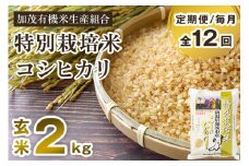 【令和6年産米】【定期便12ヶ月毎月お届け】新潟県加茂市産 特別栽培米コシヒカリ 玄米2kg 従来品種コシヒカリ 加茂有機米生産組合