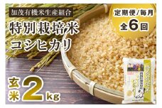 【令和6年産米】【定期便6ヶ月毎月お届け】新潟県加茂市産 特別栽培米コシヒカリ 玄米2kg 従来品種コシヒカリ 加茂有機米生産組合