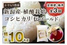 【定期便3回隔月お届け】新潟産コシヒカリ「伝ゴールド」白米真空パック 精米10kg（2kg×5）南麻布の高級料亭で提供される極上米 かやもり農園 定期便