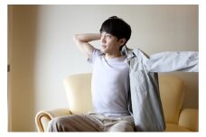 0098《絹生活研究所》インナー／メンズ／半袖／グレー／Lサイズ