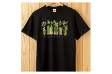 0336世界で唯一!着る山菜!!【山菜図鑑Tシャツ・黒】綿100%　XLサイズ