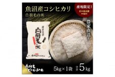 【通年受付】≪令和6年産≫　農家直送！魚沼産コシヒカリ「白羽毛の米」精米 (5kg×1袋) 5kg