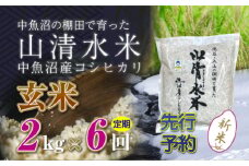 【先行新米予約】【定期便／全6回】玄米2kg　新潟県魚沼産コシヒカリ「山清水米」十日町市 米