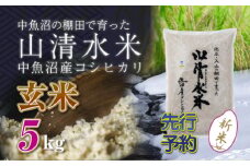 【先行新米予約】新潟県魚沼産コシヒカリ「山清水米」玄米5kg 