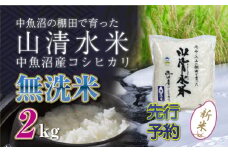 【先行新米予約】新潟県魚沼産コシヒカリ「山清水米」無洗米2kg 