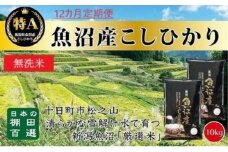 無洗米「12カ月定期便」日本棚田百選のお米　天空の里・魚沼産こしひかり　１０ｋｇ(５ｋｇ×２)×１２回