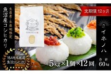 ＜定期便・全12回＞【令和6年産】魚沼産コシヒカリ「イネノハ 」精米(5kg×1)×12回