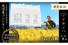 【令和6年産】 魚沼産コシヒカリ　「イネノハ 」精米(3kg×3)